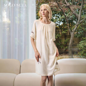 Solo seta女士桑蚕丝汉麻睡裙休闲风可外穿连衣裙年春夏家居服
