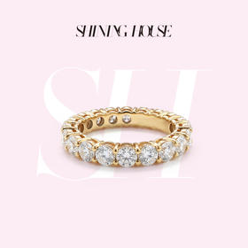 ShiningHouse[培育] 18k金钻石戒指 排钻戒指圆钻形1.5克拉钻人工真钻人造钻石K金戒指设计感简约钻石戒指悦己送礼臻选【此商品不支持7天无理由退货退款】预计3日发货