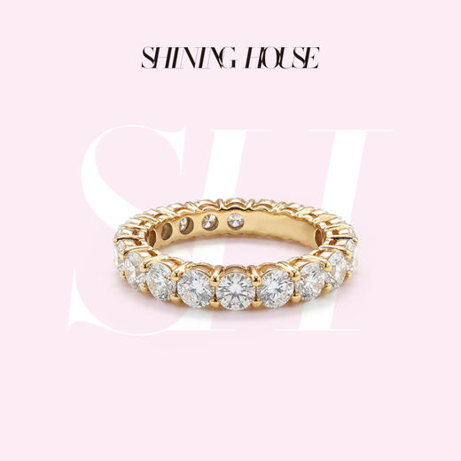 ShiningHouse[培育] 18k金钻石戒指 排钻戒指圆钻形1.5克拉钻人工真钻人造钻石K金戒指设计感简约钻石戒指悦己送礼臻选【此商品不支持7天无理由退货退款】预计3日发货 商品图0
