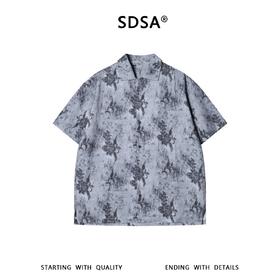 SDSA男装2026新款高贵轻奢美式复古植物花卉短袖衬衫百搭时尚上衣