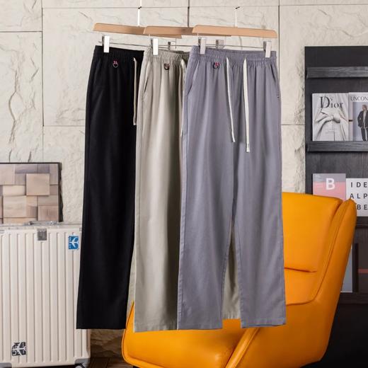 F033129夏季小直筒百搭圣品棉麻纯色简约松紧腰男士宽松休闲棉麻长裤 商品图3