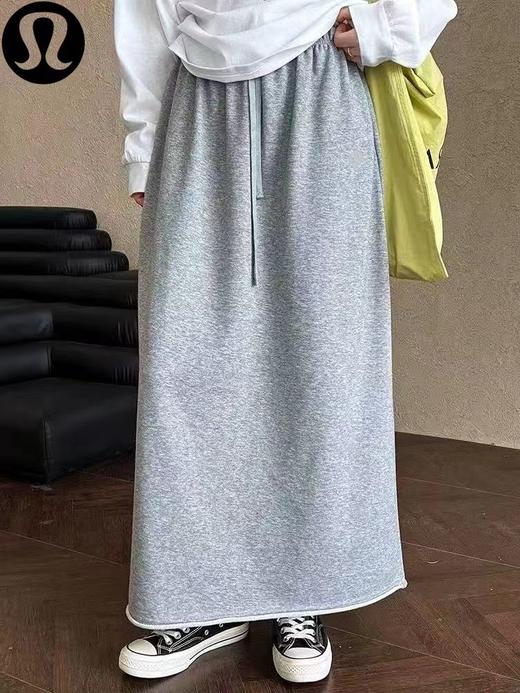F033156春季新款中性百搭水洗毛圈半裙直筒垂坠休闲中长裙 商品图9