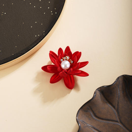 子佩集【绮瓣承禧】珍珠惜王妃胸针【XXXZ253】红莲镀金2602 商品图1