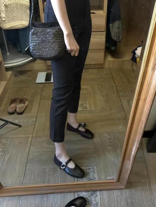 F0331147复古设计圆头一字扣棕色简约百搭懒人平底芭蕾鞋 商品图2