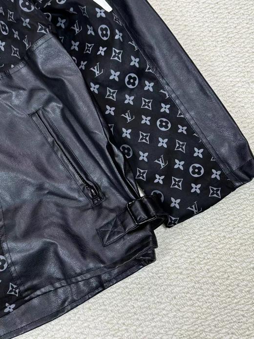 F033142春夏季新款防风耐磨黑白拼接撞色越野赛车风机车皮夹克外套 商品图6