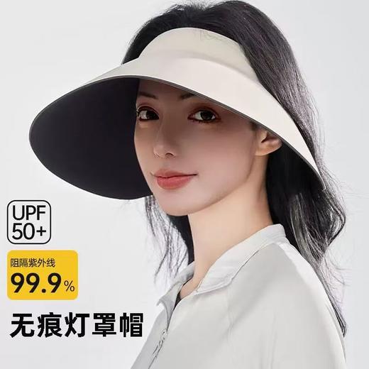 【不勒头！稳固防风】防晒帽女遮阳防紫外线夏季无痕一体灯罩大帽檐空顶太阳帽海边沙滩。xa 商品图0