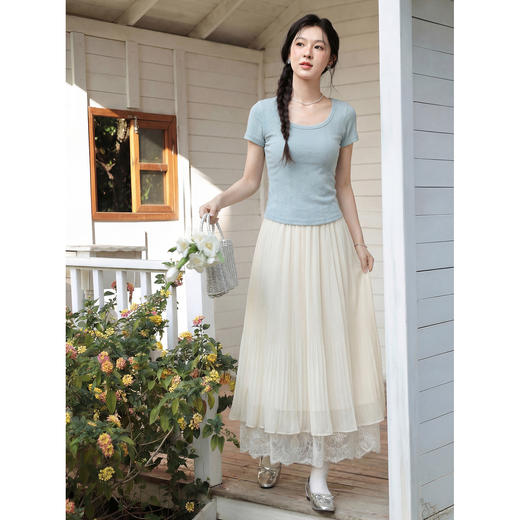 鹿向南【0402/20:00新品前1小时7折限量100件】米白色半身裙 商品图3