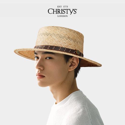 【2026新品】Christys'百年皇室品牌 花纹宝草牛皮装饰大帽檐草帽 商品图2