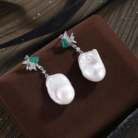 子佩集【福竹缱绻】银S925珍珠惜王妃耳钉【W7448-1】双色巴洛克2602