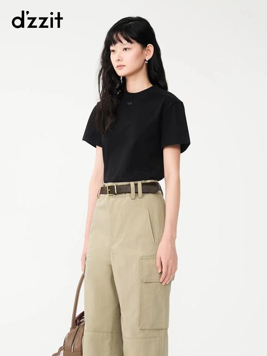 F033172春夏新款时尚简约休闲百搭基础款棉质正肩圆领T恤 商品图6