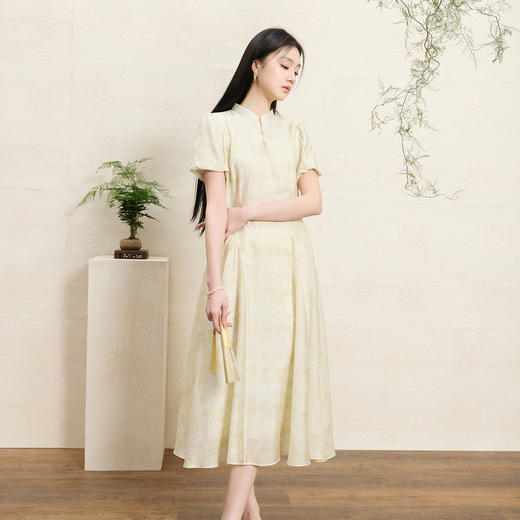 【翩若惊鸿】三彩2026夏季新款莱赛尔印花连衣裙新中式A字长裙C 商品图2