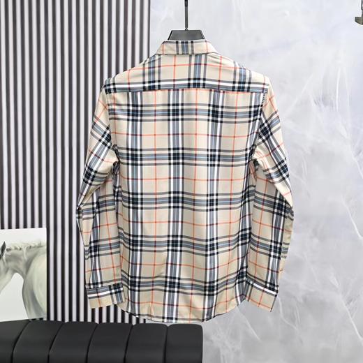 F033107春季新款柔软舒适吸汗桑蚕丝商务休闲格子长袖衬衫衬衣 商品图7