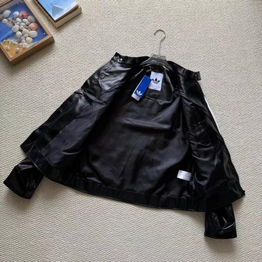 F033138春夏季新款复古舒适亲肤男女同款立领宽松拉链夹克机车皮衣外套 商品图2