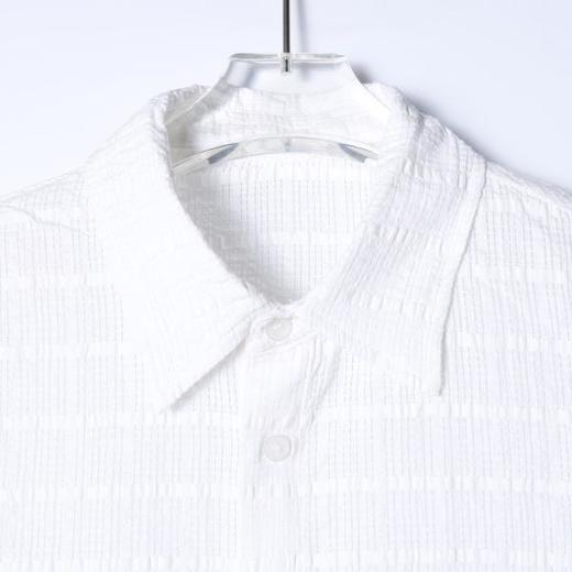 SDSA男装2026新款高贵轻奢提花条纹肌理侧摆抽绳短袖衬衫百搭时尚 商品图1