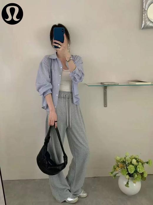 F033157春季新款透气休闲水洗毛圈宽松直筒拖地阔腿裤长裤 商品图8