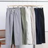 F033127春季新款泡泡纱春夏薄款立体裁剪男士松紧腰修身直筒纯色休闲裤 商品缩略图0