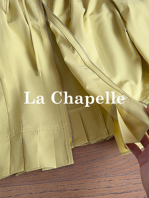 专柜实拍【莱赛尔+麻】拉夏贝尔/La Chapelle圆领系带拉链压褶花边设计长袖上衣百搭甜美风衬衣 商品图7