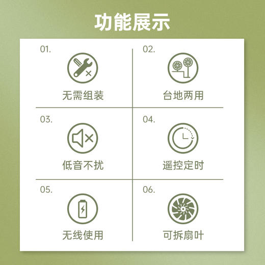 【可伸缩可折叠】卡蛙云岭风折叠收纳落地扇KW-MF01B 台立两用3秒收纳 满电可用约7h 18片风叶 8档风速 8H长效定时 180度俯仰角 12英寸 吹风距离10m 商品图3