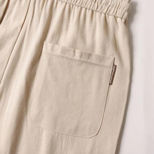 F033128夏季棉麻裤松紧腰柔软透气男士修身直筒纯色简约休闲亚麻长裤 商品图8