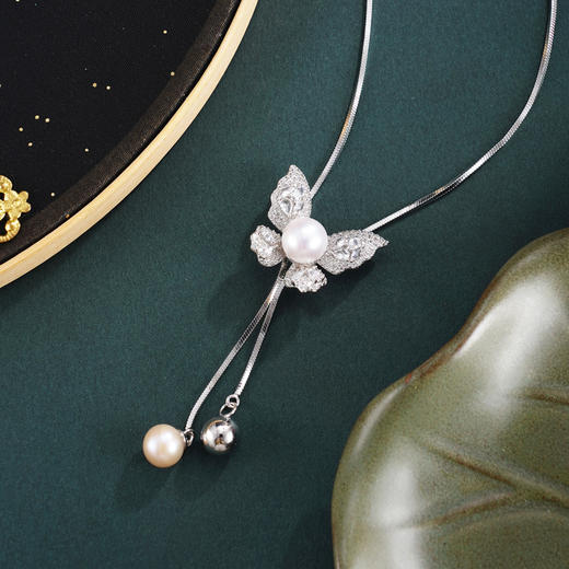 子佩集【蝶梦成真】银S925珍珠惜王妃套链项链【L9886】大蝴蝶流苏2602 商品图0