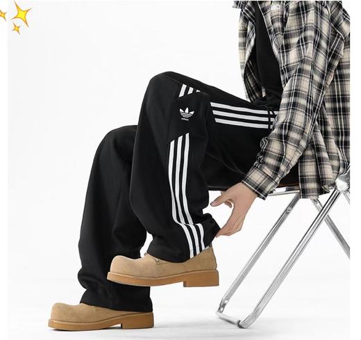 F033187春夏季新款美式休闲时尚日常百搭条纹直筒长裤卫裤 商品图0