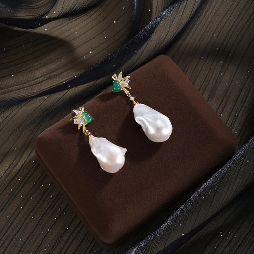子佩集【福竹缱绻】银S925珍珠惜王妃耳钉【W7448-1】双色巴洛克2602 商品图3