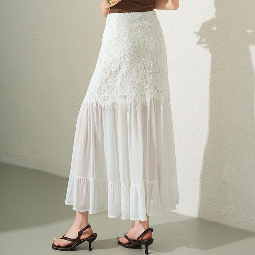 「自」全新升级【铂金会员146/天猫189/差价43】(10241)洛诗琳气质网纱拼接蕾丝半身裙女2026夏季高腰显瘦包臀裙 商品图2
