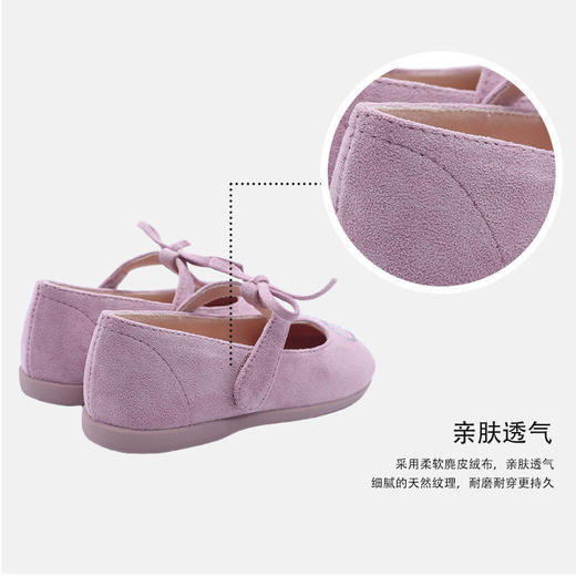 【云优选】little winkaa童鞋2026新款女烫钻爱心T字带蝴蝶结软底芭蕾舞蹈鞋 商品图2