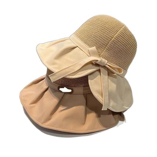 大帽檐遮脸渔夫帽女夏天遮阳帽韩版百搭出游太阳草编防晒帽子薄款 商品图4