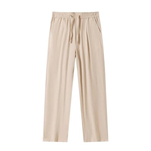 F033128夏季棉麻裤松紧腰柔软透气男士修身直筒纯色简约休闲亚麻长裤 商品图11