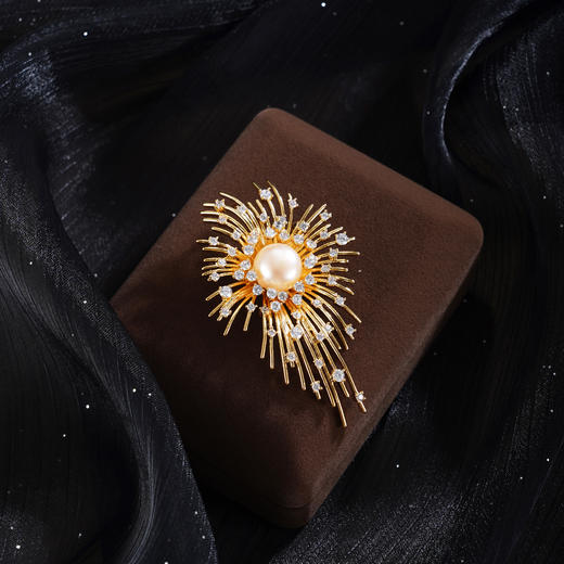 子佩集【热恋烟火】珍珠惜王妃胸针【XXXZ254】烟花镀金2602 商品图1