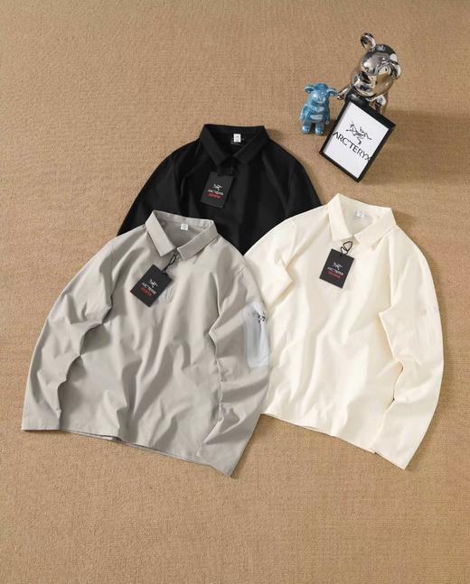 F033188夏季新款时尚百搭男款户外纯色休闲长袖Polo衫 商品图2
