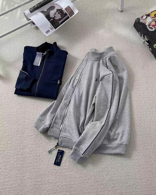 F0331111基础百搭款全棉针织大毛圈立领全拉链衫外套 商品图3