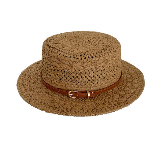 英伦风复古平顶草帽！2026女夏季镂空遮阳防晒帽海边度假风草编太阳帽子！ 商品图4