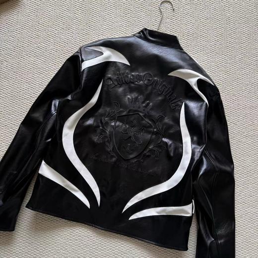 F033138春夏季新款复古舒适亲肤男女同款立领宽松拉链夹克机车皮衣外套 商品图1