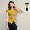 【限时秒杀】优雅气质通勤风小V领开叉T恤女夏季抽褶收腰背心上衣LXD50652 商品缩略图0