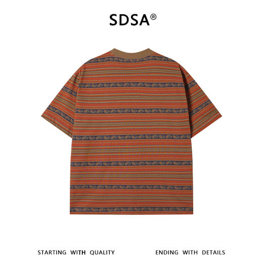 SDSA男装2026新款高贵轻奢潮牌撞色趣味条纹设计圆领短袖T恤百搭 商品图4