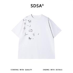 SDSA男装2026新款高贵轻奢潮牌小众印花设计圆领短袖T恤百搭上衣