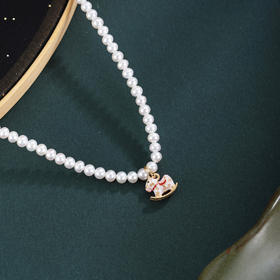 子佩集【童心木马】银S925珍珠惜王妃耳钉【ZZXL052】镀金小马2602