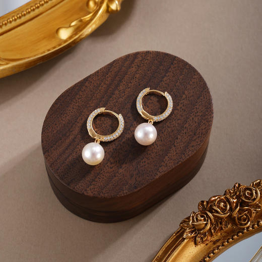 子佩集【晨露凝光】银S925珍珠惜王妃耳环【YE0624】镀金圆圈扣环2602 商品图1