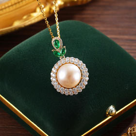 子佩集【暮光之叶】银S925珍珠惜王妃套链项链【P1776】镀金太阳花绿叶2602