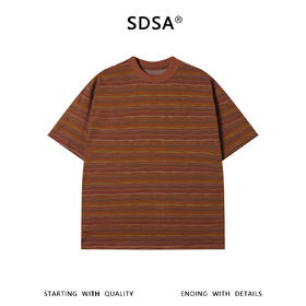 SDSA男装2026新款高贵轻奢时尚撞色条纹圆领短袖T恤百搭宽松上衣