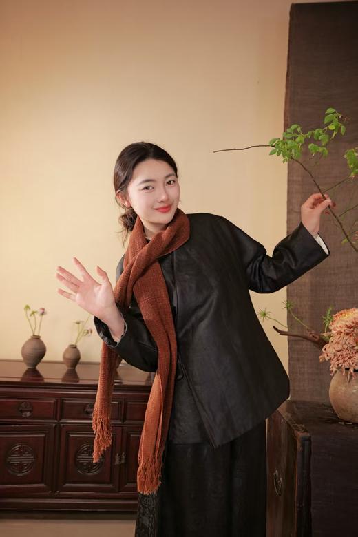 漫物记平板香云纱圆领系带棉上衣xys-318 商品图0