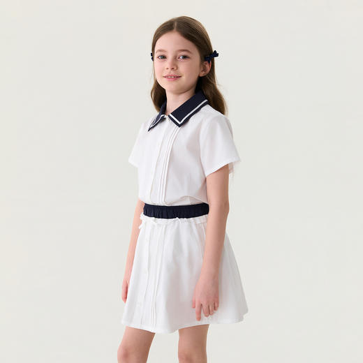 马克珍妮海军学院风女童纯棉短袖套装2026年夏装新款560601 商品图2