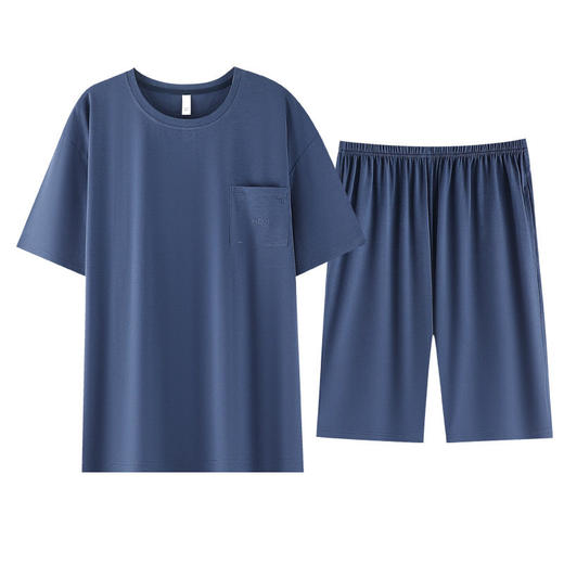夏季男士睡衣莫代尔短袖短裤两件套装纯色休闲舒适宽松青年家居服   JL-HYM4840 商品图4
