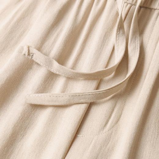 F033128夏季棉麻裤松紧腰柔软透气男士修身直筒纯色简约休闲亚麻长裤 商品图7