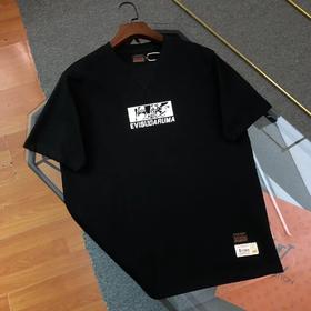 F033103春夏新款福神抽烟达摩佛头拼接图案百搭大M圆领短袖T恤