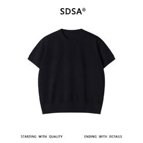 SDSA男装2026新款高贵轻奢老钱风纯色针织圆领短袖T恤百搭时尚
