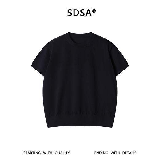 SDSA男装2026新款高贵轻奢老钱风纯色针织圆领短袖T恤百搭时尚 商品图0