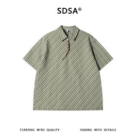 SDSA男装2026新款高贵轻奢简约撞色斜纹半拉链翻领短袖T恤百搭潮